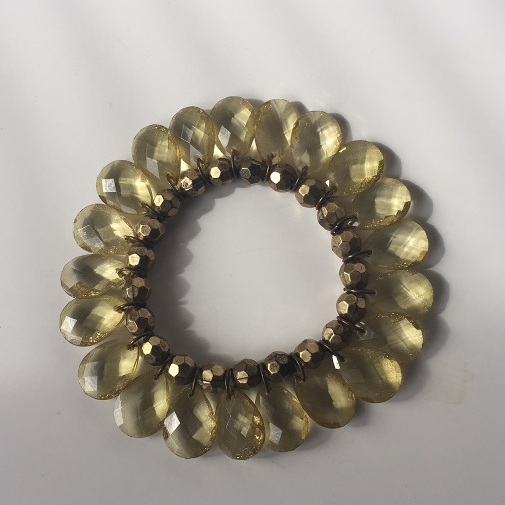 Stretch Crystal Bronze Bead Bracelet